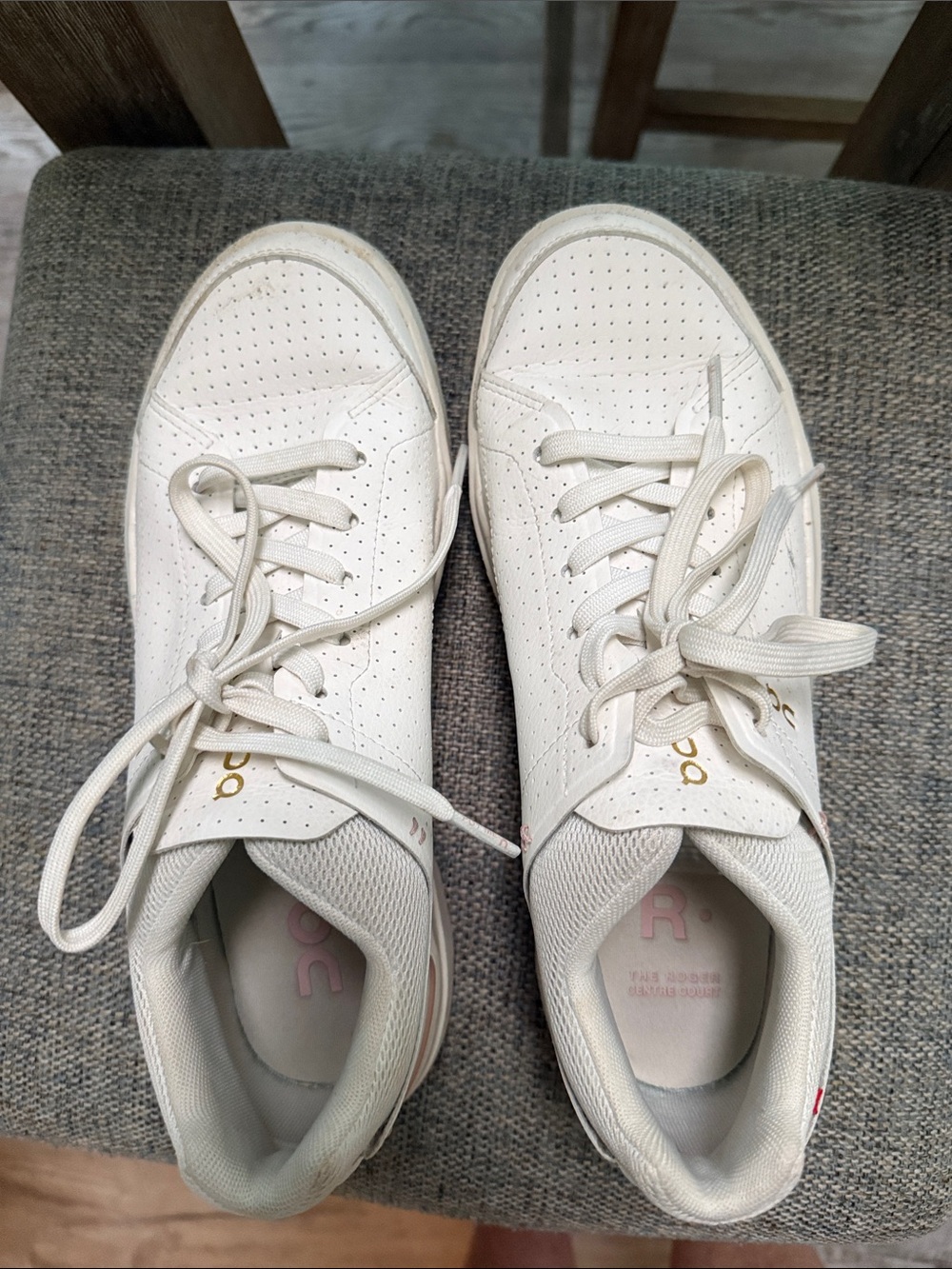 On Clouds Women's White Perforated Leather Sneakers
